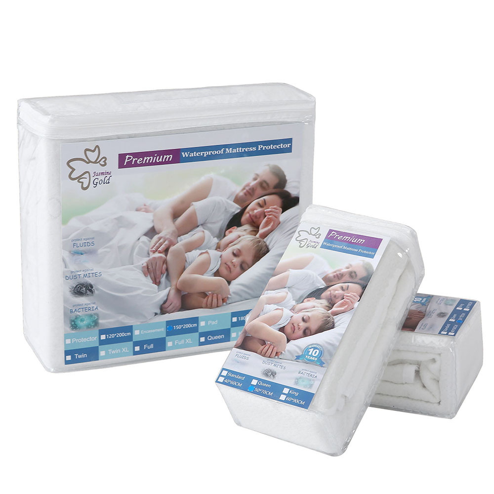 婴儿床透气毛巾布绗缝填充防水床垫保护套 